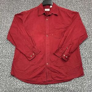 Knightsbridge‎ Shirt Men Large Red Button Down Long Sleeve Pocket Cotton L